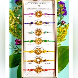 New Eye Candy Chakra Bracelet Set of 7 Adjustable